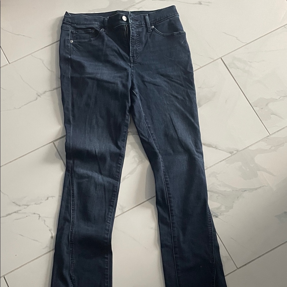 Express Dark Blue Sky High Jeans with slit